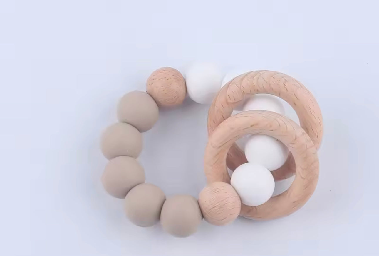 Wood & silicone teether ring