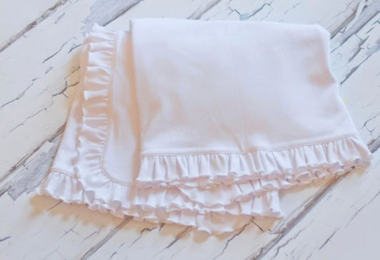 White ruffle blanket 30x30