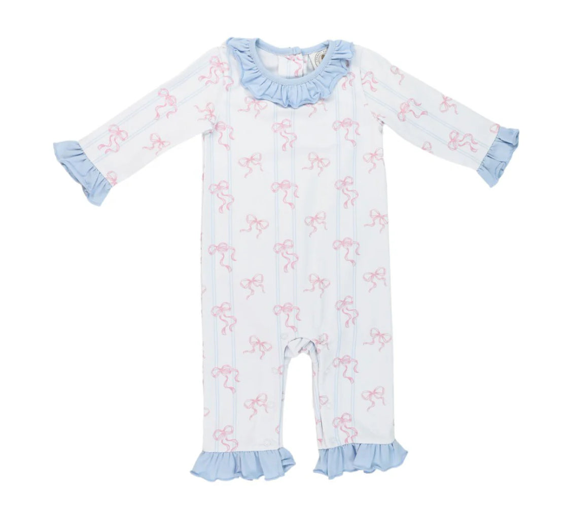 Bowtiful girls Riley romper- cypress row