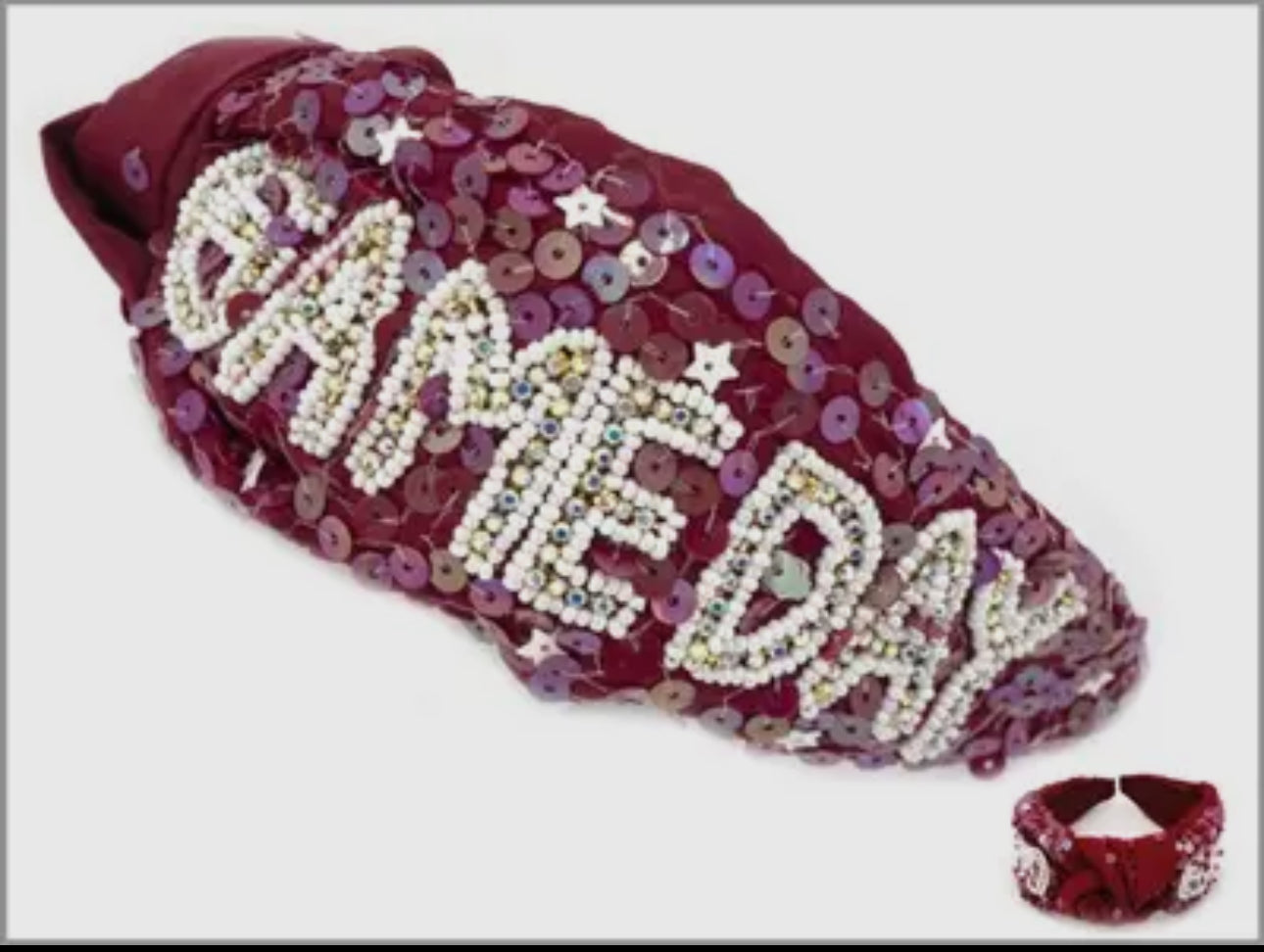 Burgendy/white game day headband