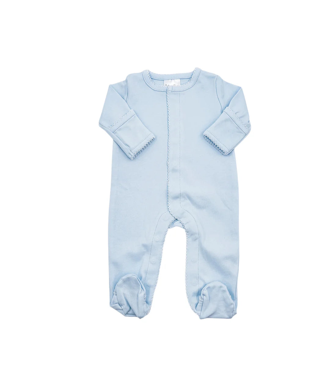 Blue picot trimmed footie