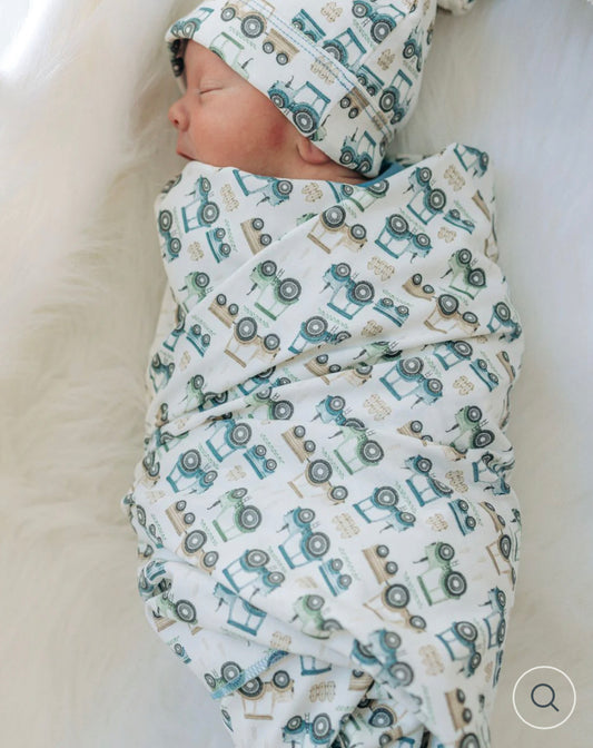 Tractor swaddle blanket