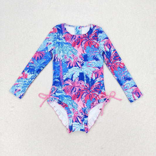 Palm Rashguard one piece swimsuit