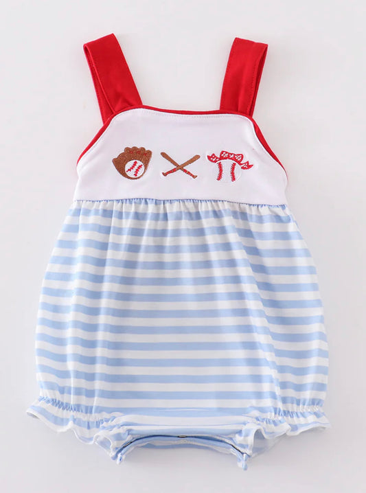 Baseball striped girls bubble