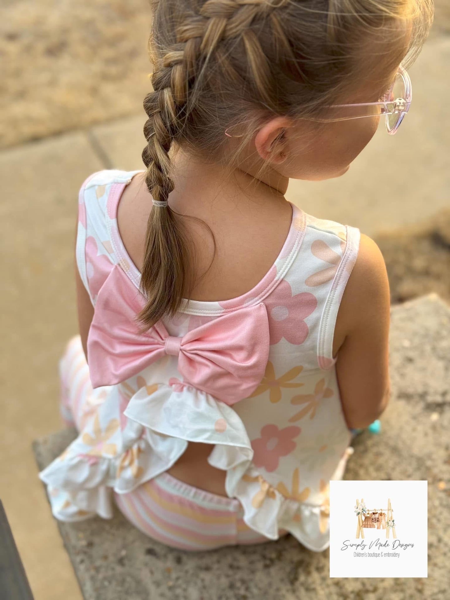 Floral Bow back legging set