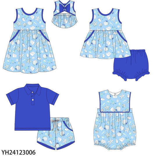 Blue seashell polo set