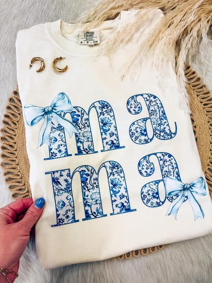 Blue floral mama tee