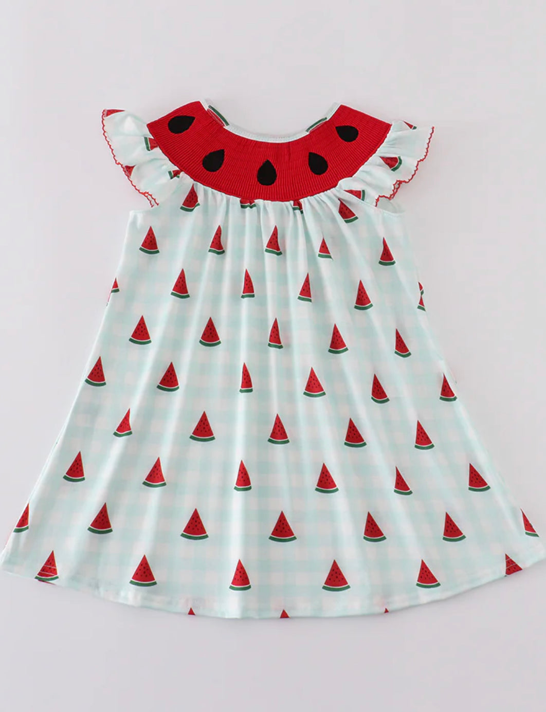 Watermelon smocked girls dress