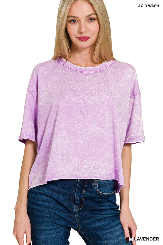 Acid crinkle wash tee - lavender
