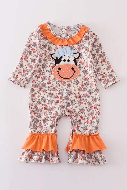 Floral cow girls romper