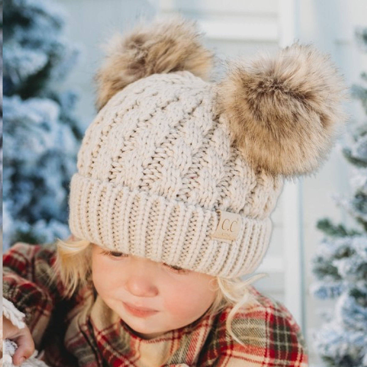 CC Kids Double Fur Pom Beanie
