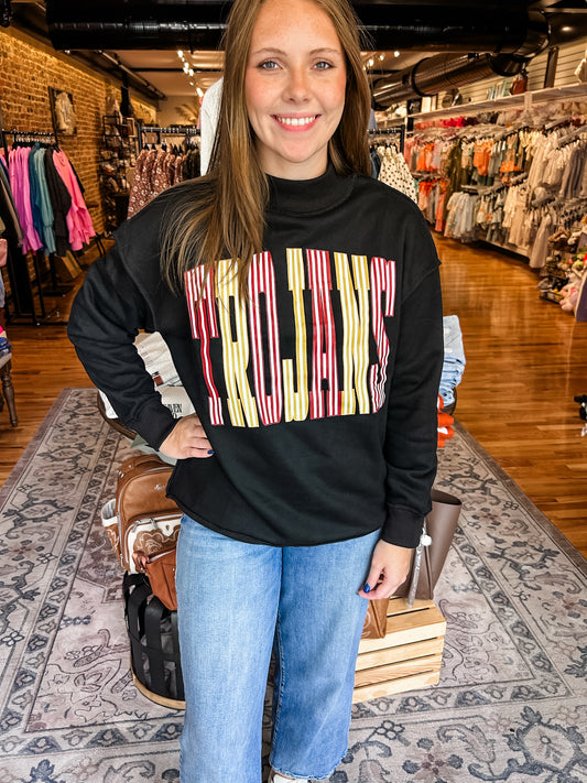 Trojans striped mock neck