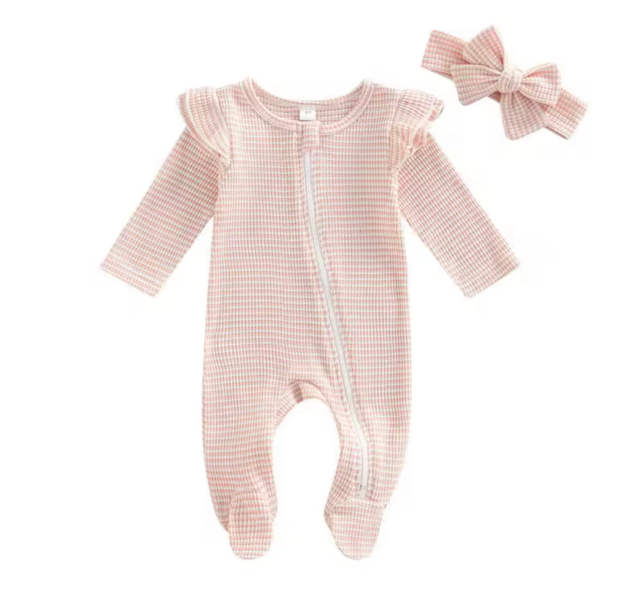 Ruffle baby sleeper NB- embroider for $6