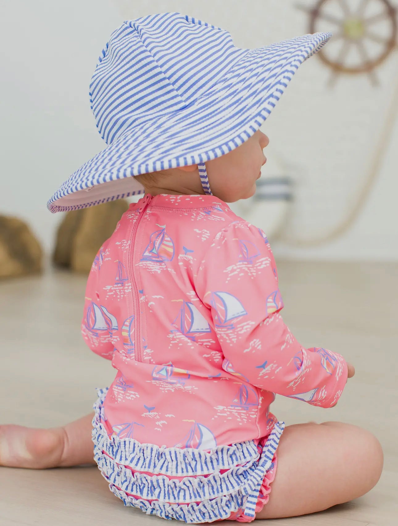 Rufflebutt sailboat girls Rashguard set