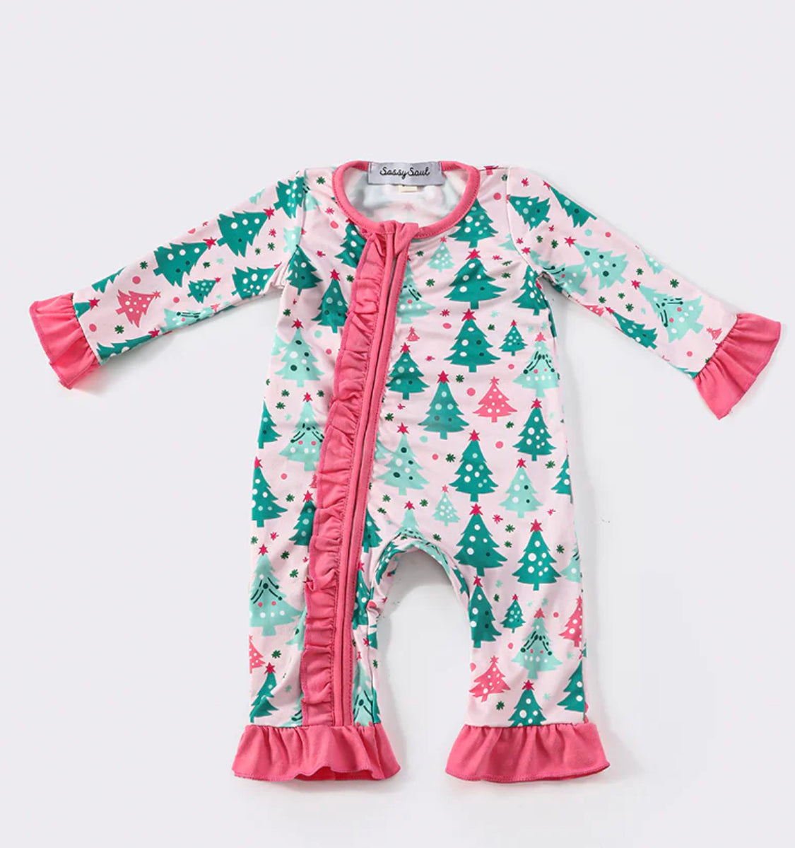 Christmas tree ruffle romper