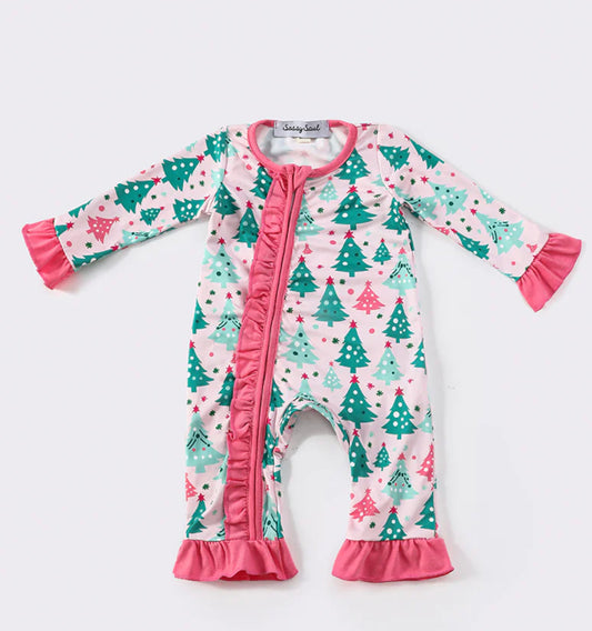 Christmas tree ruffle romper