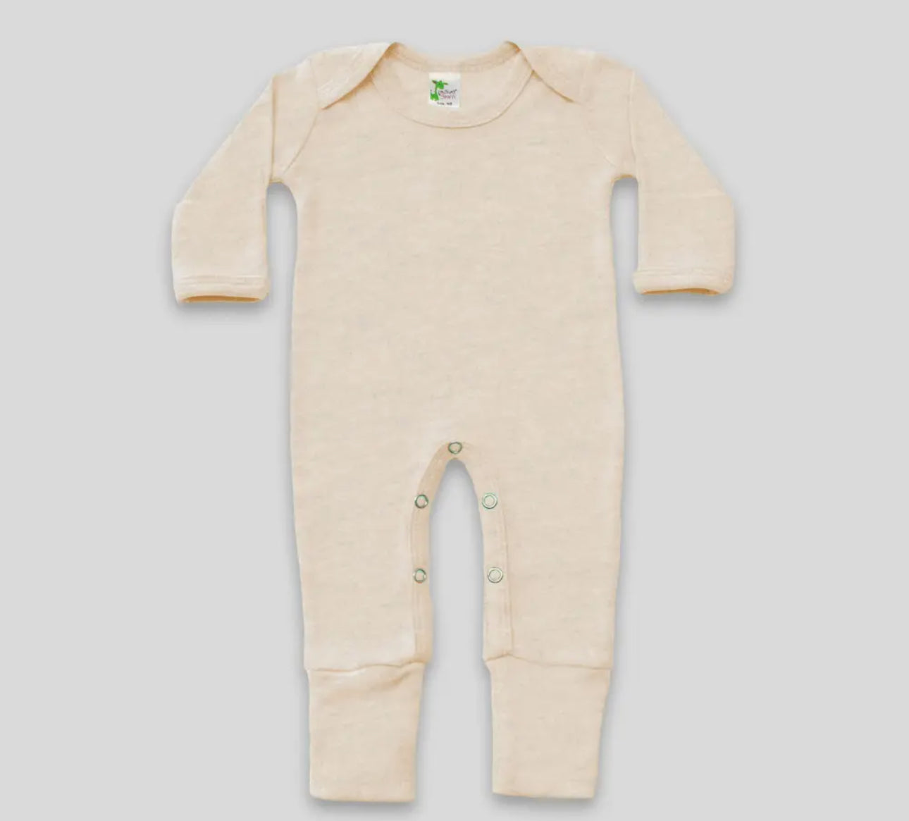 Oatmeal baby romper with fold over hands & feet - INCLUDES EMBROIDERY NAME/MONOGRAM