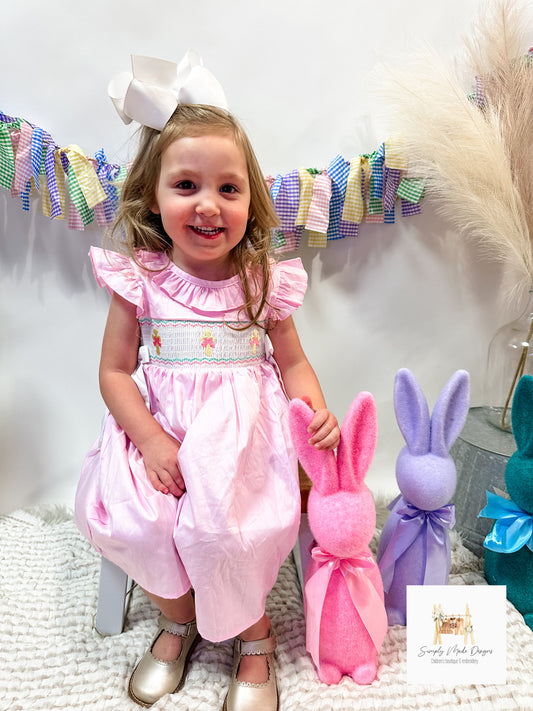 Smocked cross ruffle dress