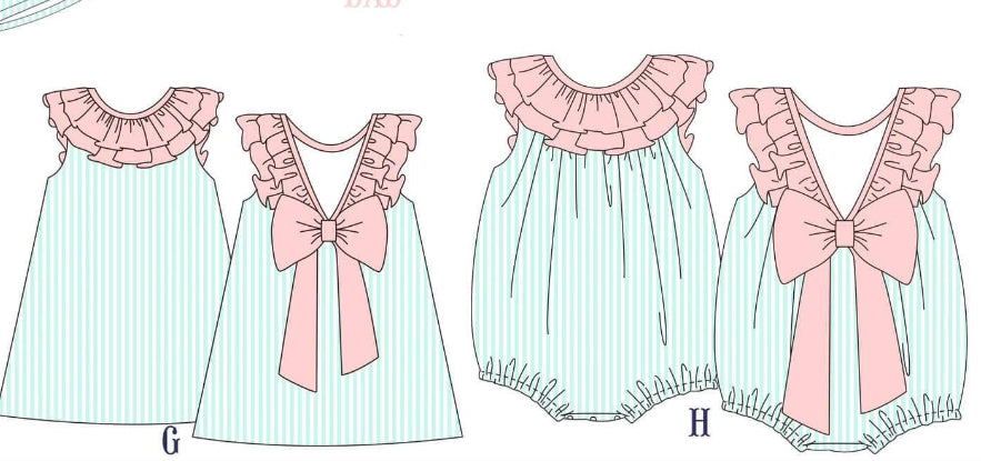 Mint/pink sibling wear