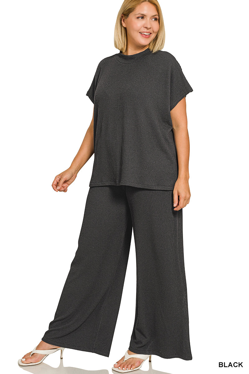 Plus black pant set