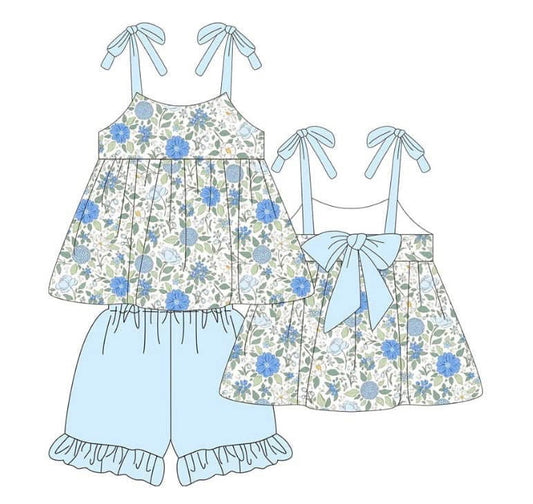 Blue floral short set