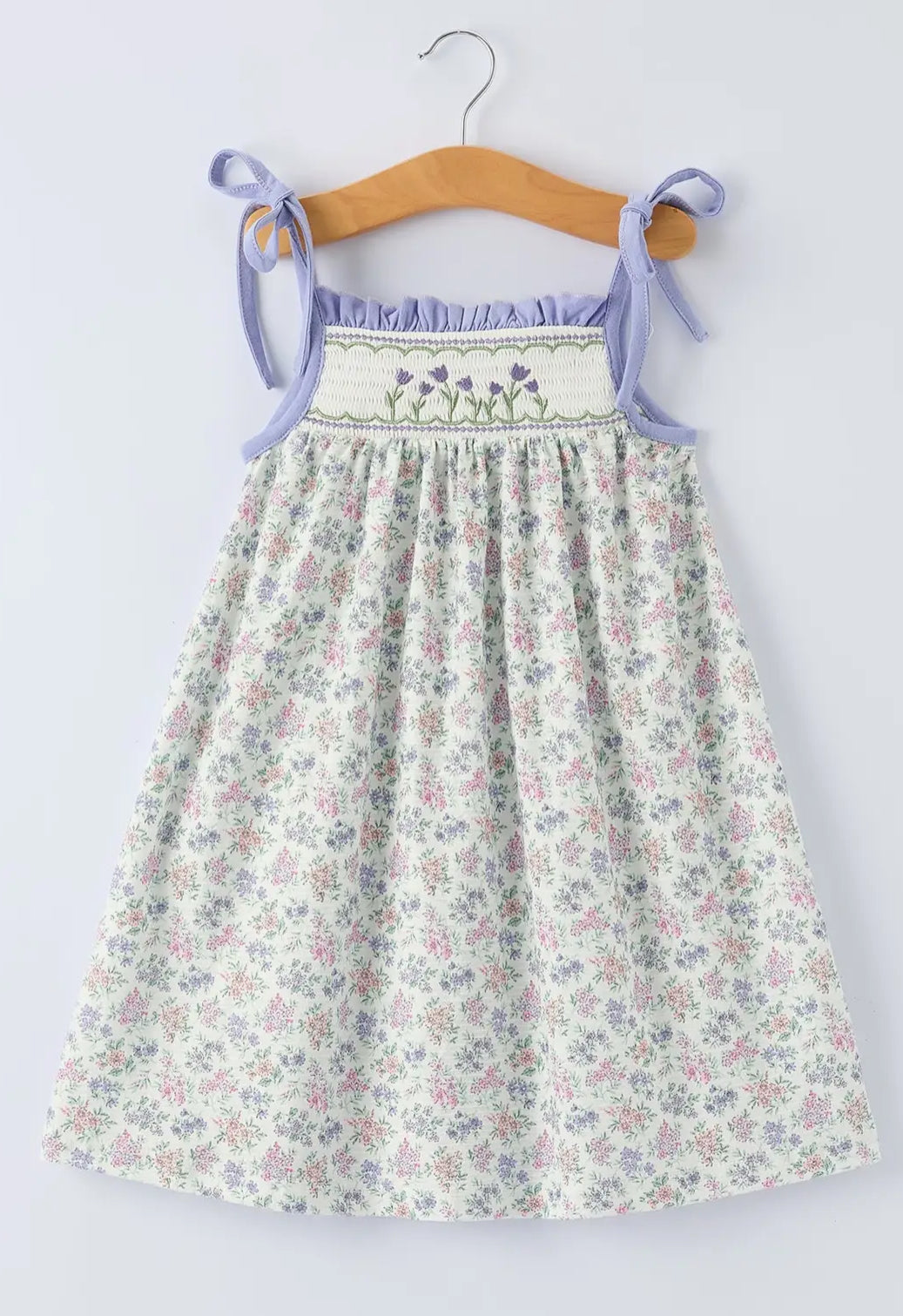 Purple floral smocked dress