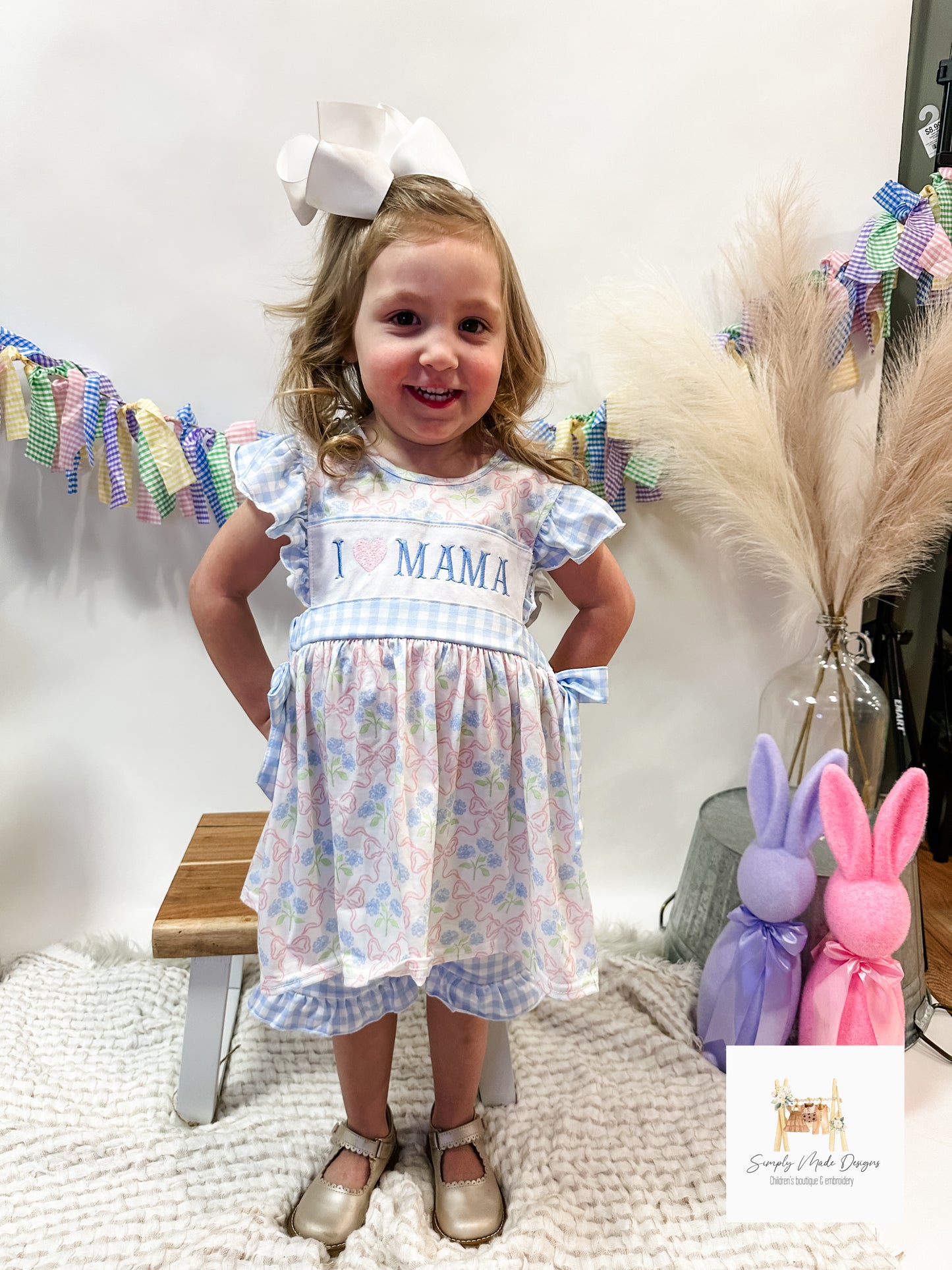 I love mama embroidery short set
