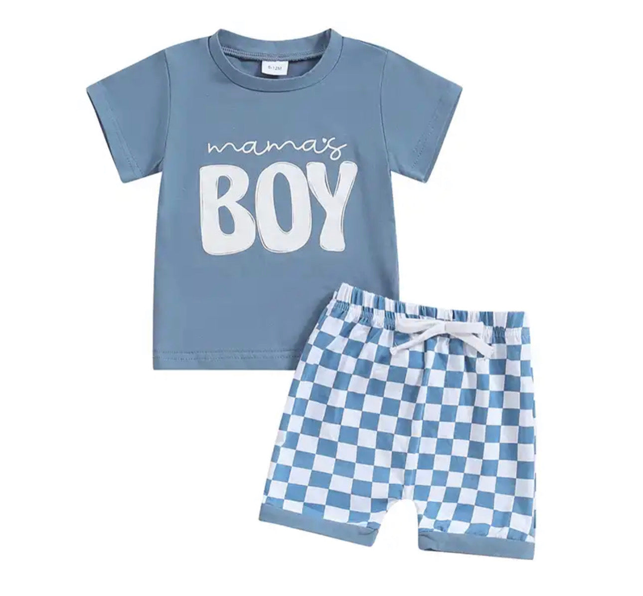 Mama’s Boy Blue Checkered Short Set