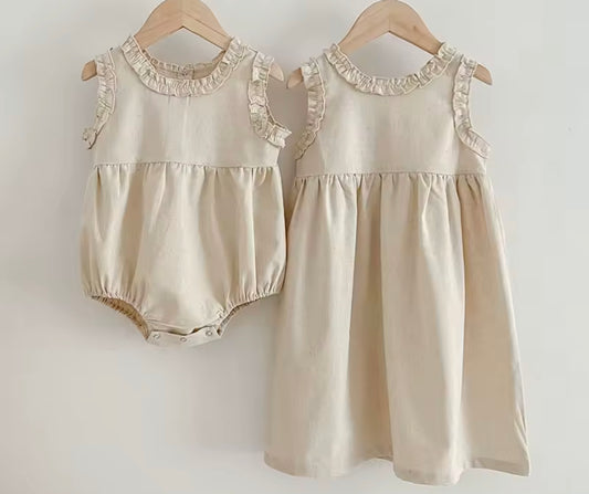 Ruffle linen dress