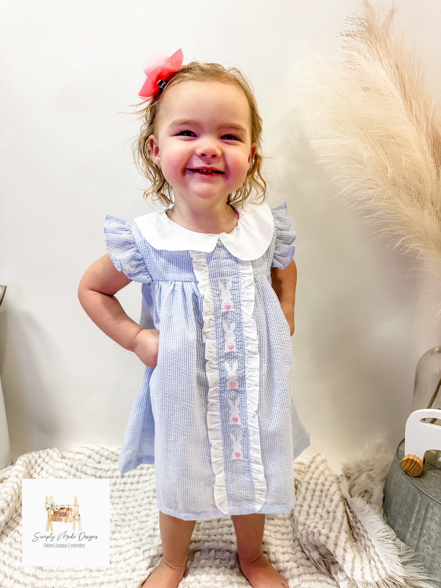 Light blue smocked Easter dress