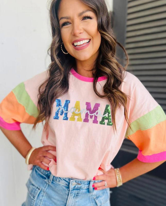 Sequin mama tee