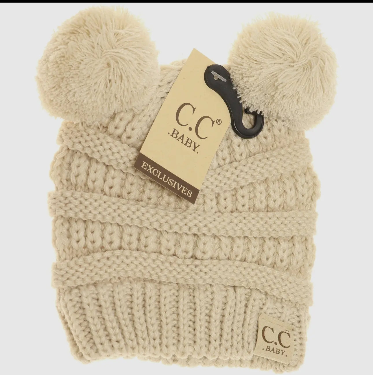 Baby double pom beanie