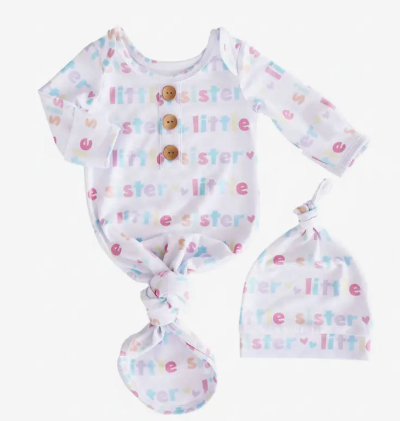 Little sister knot gown + hat set bamboo