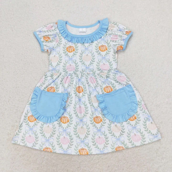 Water color pumpkin girls dress