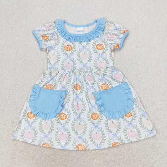 Water color pumpkin girls dress