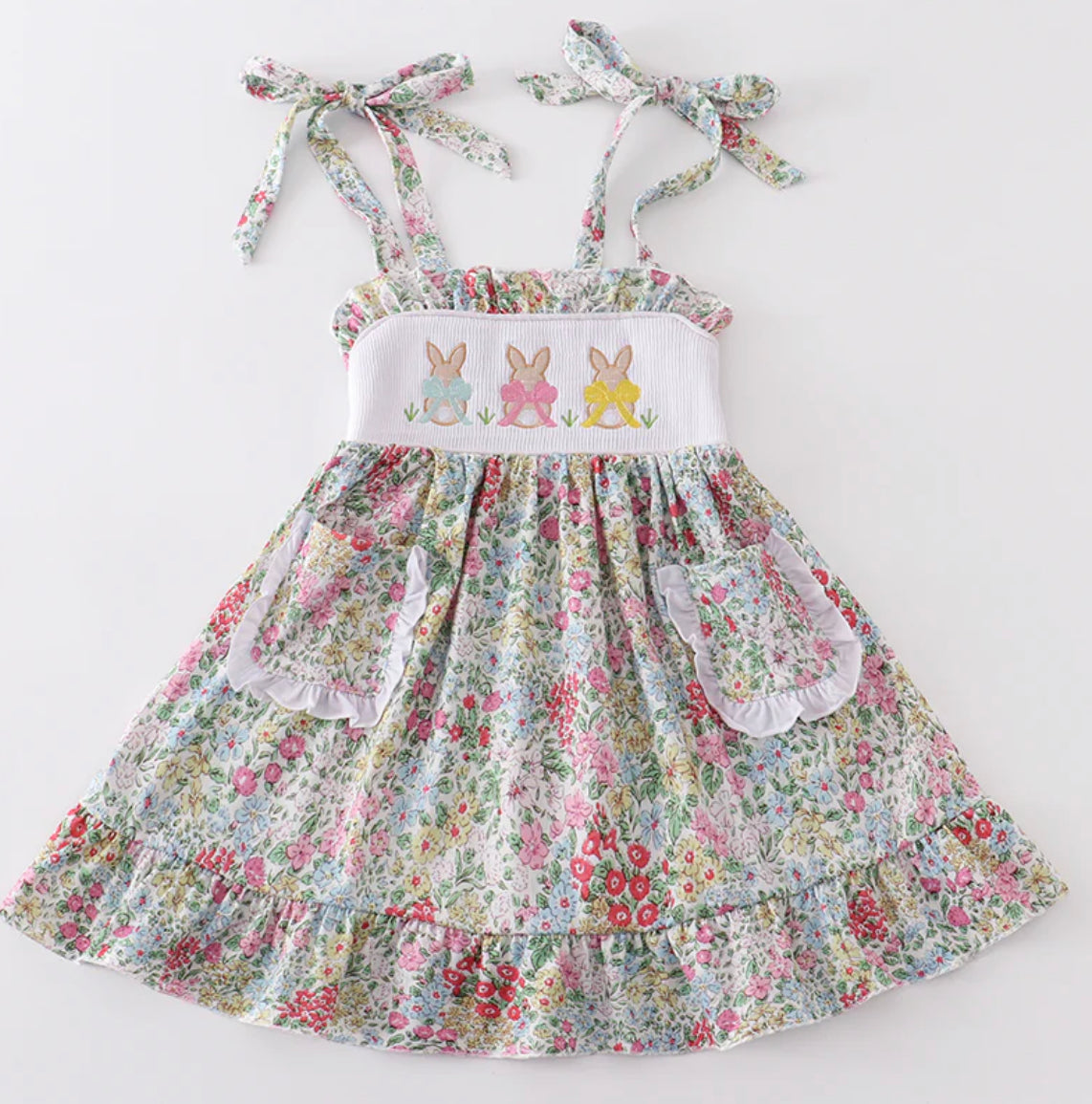 Easter floral print bunny dress
