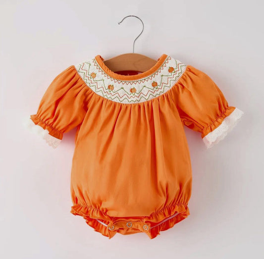 Pumpkin smocked bubble