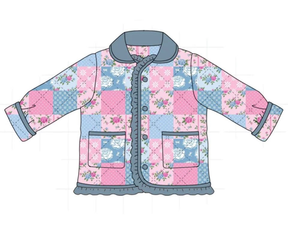 Pink & blue patchwork coat