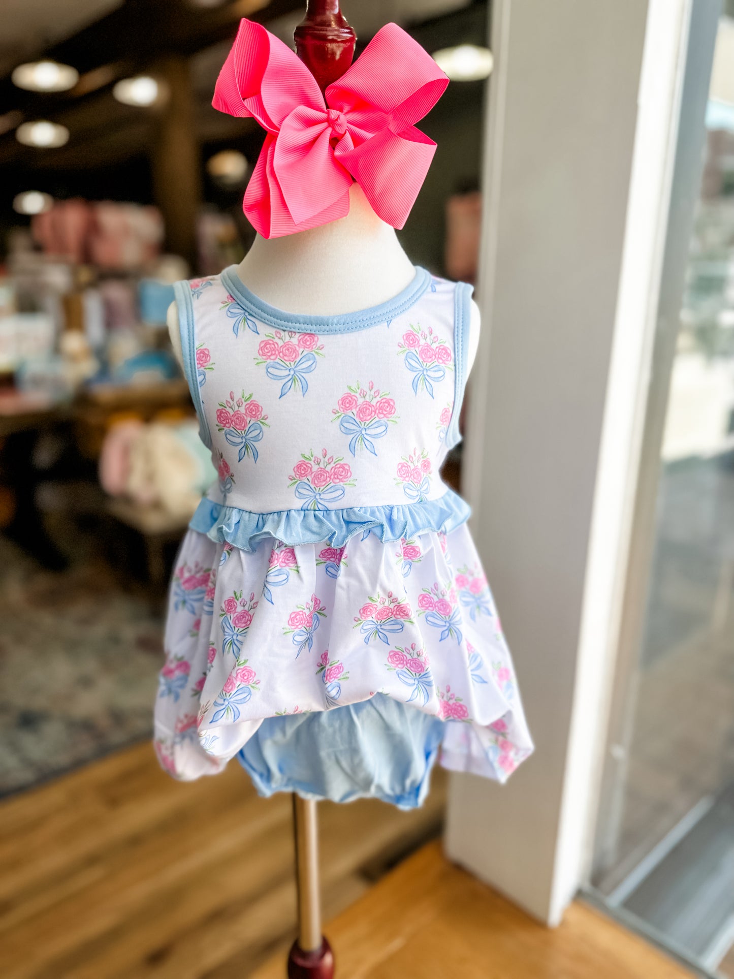 Florals bow back bloomer set