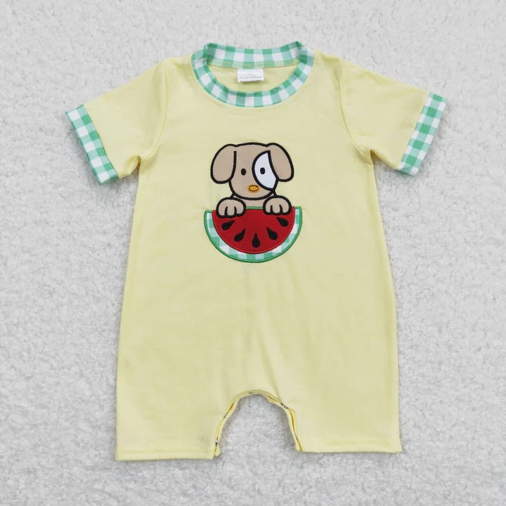 Watermelon dog boys romper