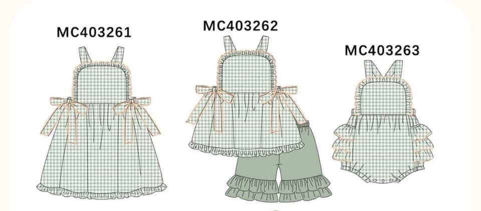 Green gingham girls set