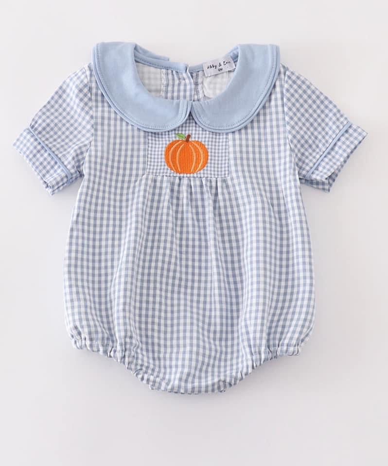 Blue plaid boys bubble