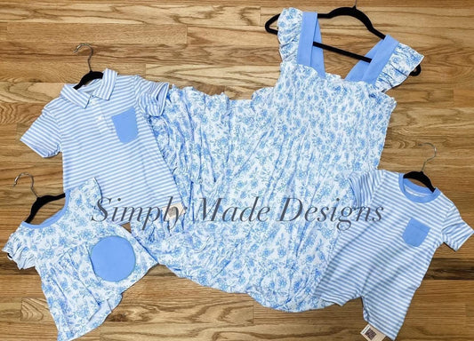 Blue floral set-includes monogram