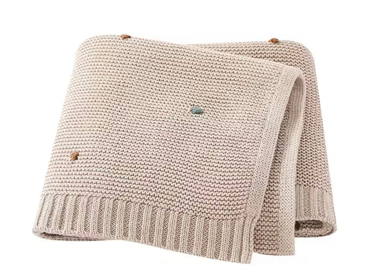 Khaki polka dot knit blanket