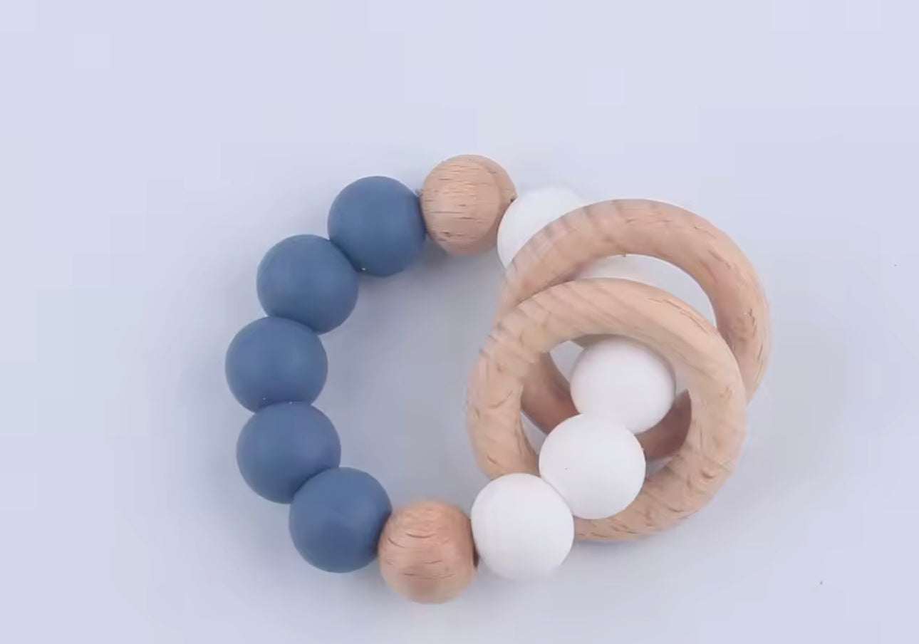 Wood & silicone teether ring