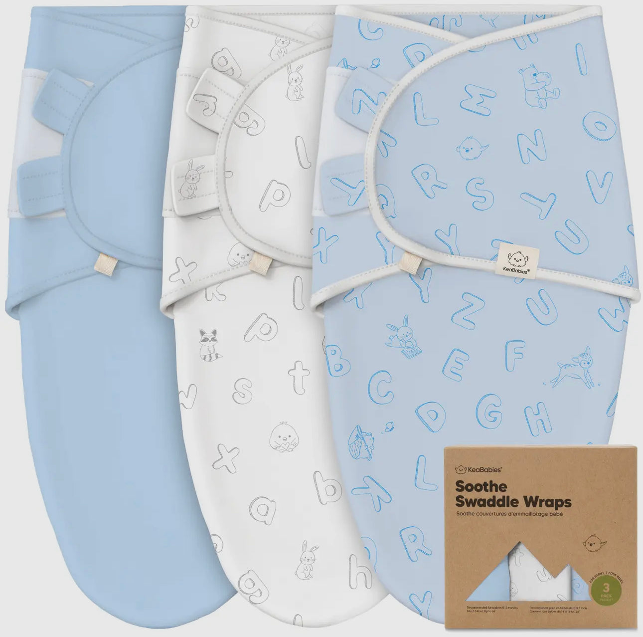 3pk soothe baby swaddles- Velcro sleep sack
