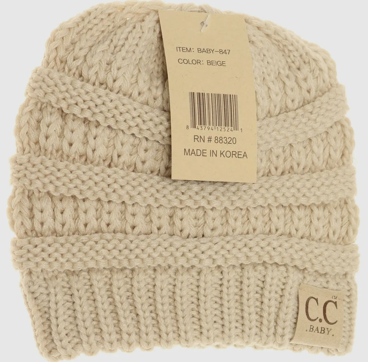 Solid knitted CC baby beanie