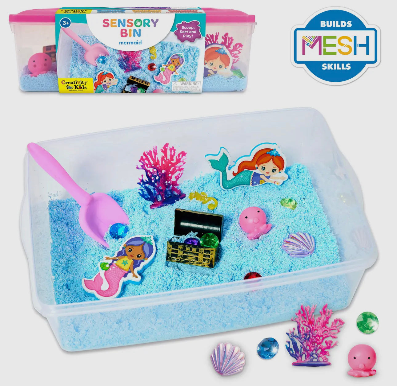 Sensory mermaid dig activity bin