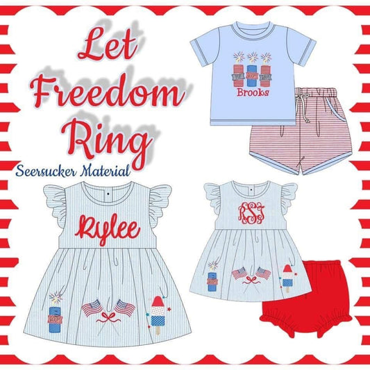 Let freedom ring girls set - includes name