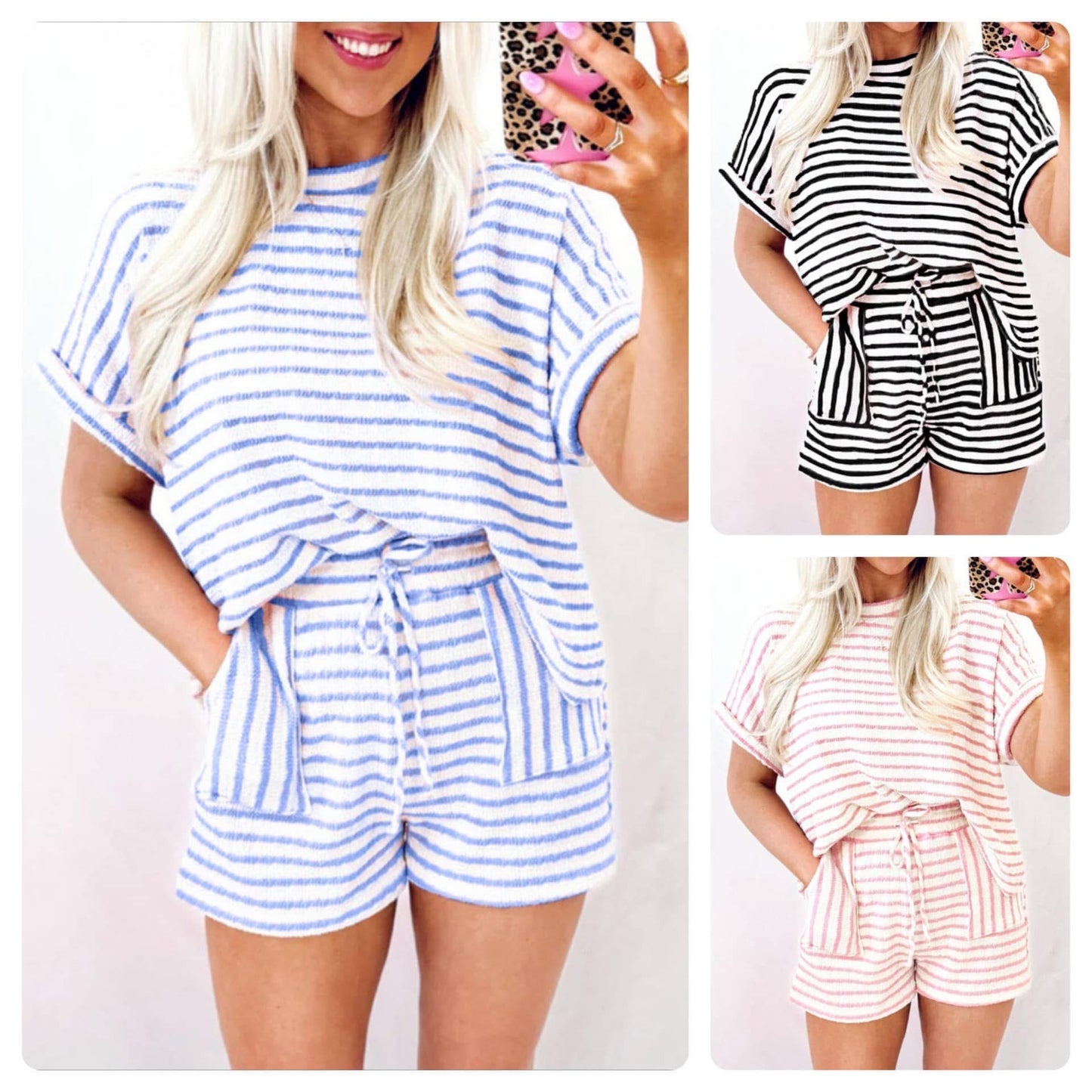 Brooke stripe set - pink